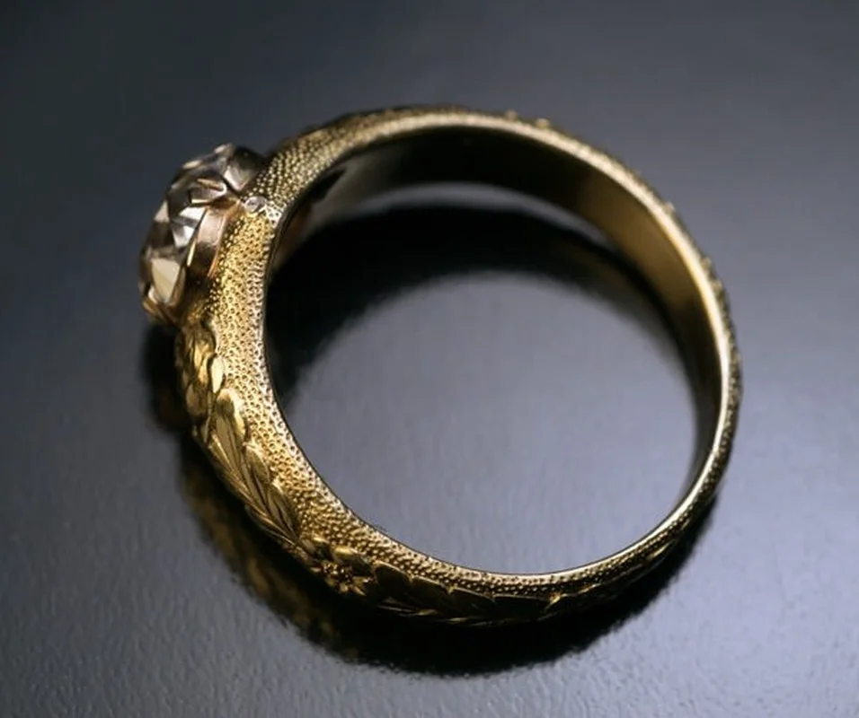 Dámske módne luxusné nádherné Golden Rose okrúhly rez transparentné diamantový svadobný prsteň Obrázok 1