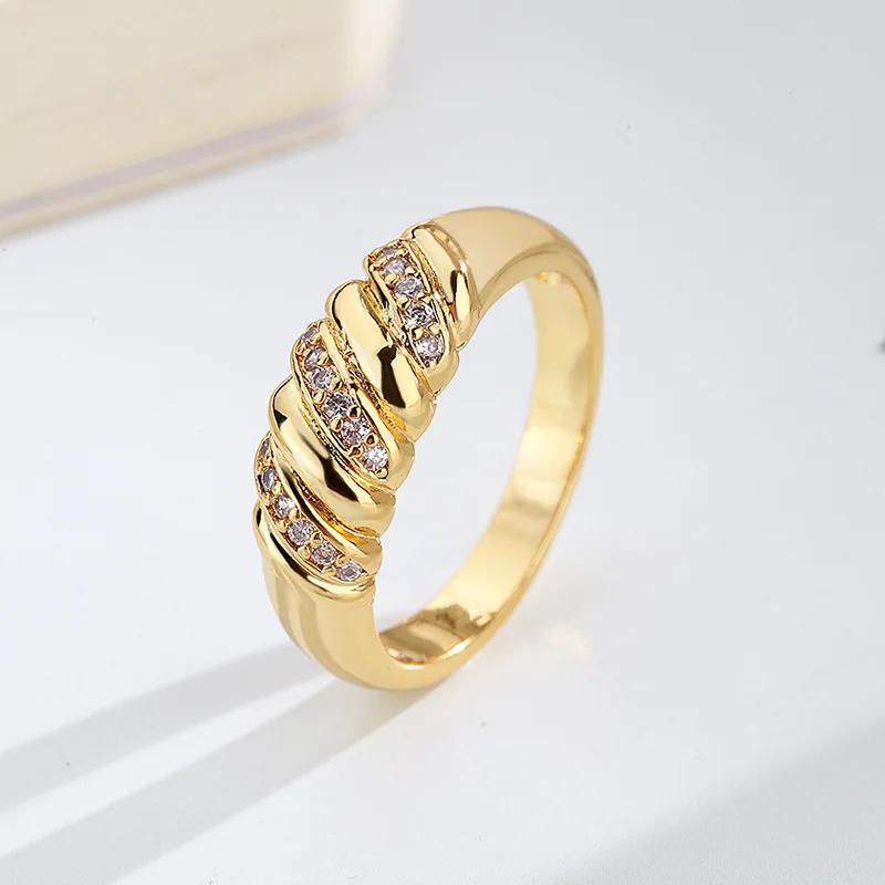 ZHOUYANG Robustný, Croissanty Prstene Pre Ženy Vintage Zlatá Farba Vyhlásenie Krúžok Prst Doplnky, Módne Trendy Šperkov KAR210 Obrázok 0