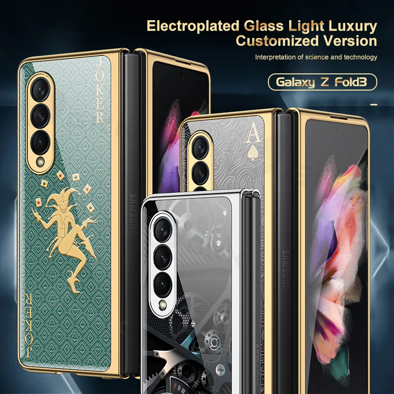 GKK Maľované Tvrdeného Skla Telefón puzdro Pre Samsung Galaxy Z Fold 2 3 5 G Luxusné Lode Pevný Kryt Pre Samsung Z Fold 2 3 5G Prípade Obrázok 1