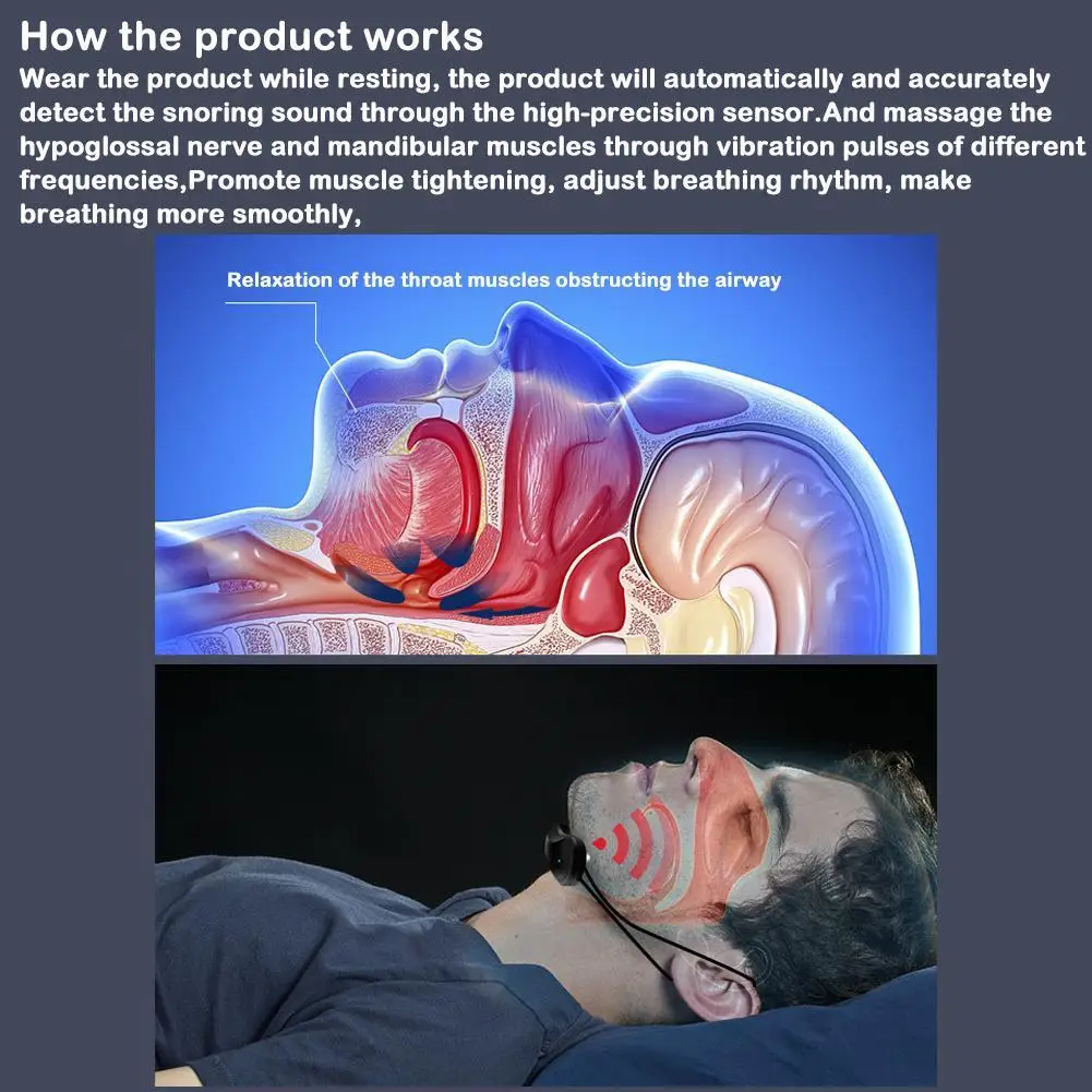 Smart Anti Chrápanie Prístroj EMS Impulz na Zníženie Hluku Svalový Stimulátor Pohodlný Spánok Dobre Zdravotnej Starostlivosti Obrázok 3