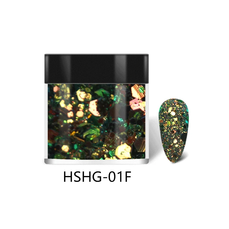 HNDO 35 Farby Hexagon Vločky Sequin na Nechty, Glitter Prášok Iskru Nechty, Dekorácia na Profesionálnu Manikúru Lesklé Pigment Prachu Obrázok 3