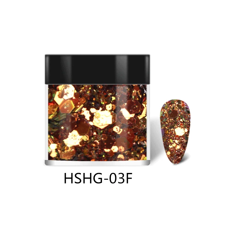 HNDO 35 Farby Hexagon Vločky Sequin na Nechty, Glitter Prášok Iskru Nechty, Dekorácia na Profesionálnu Manikúru Lesklé Pigment Prachu Obrázok 5