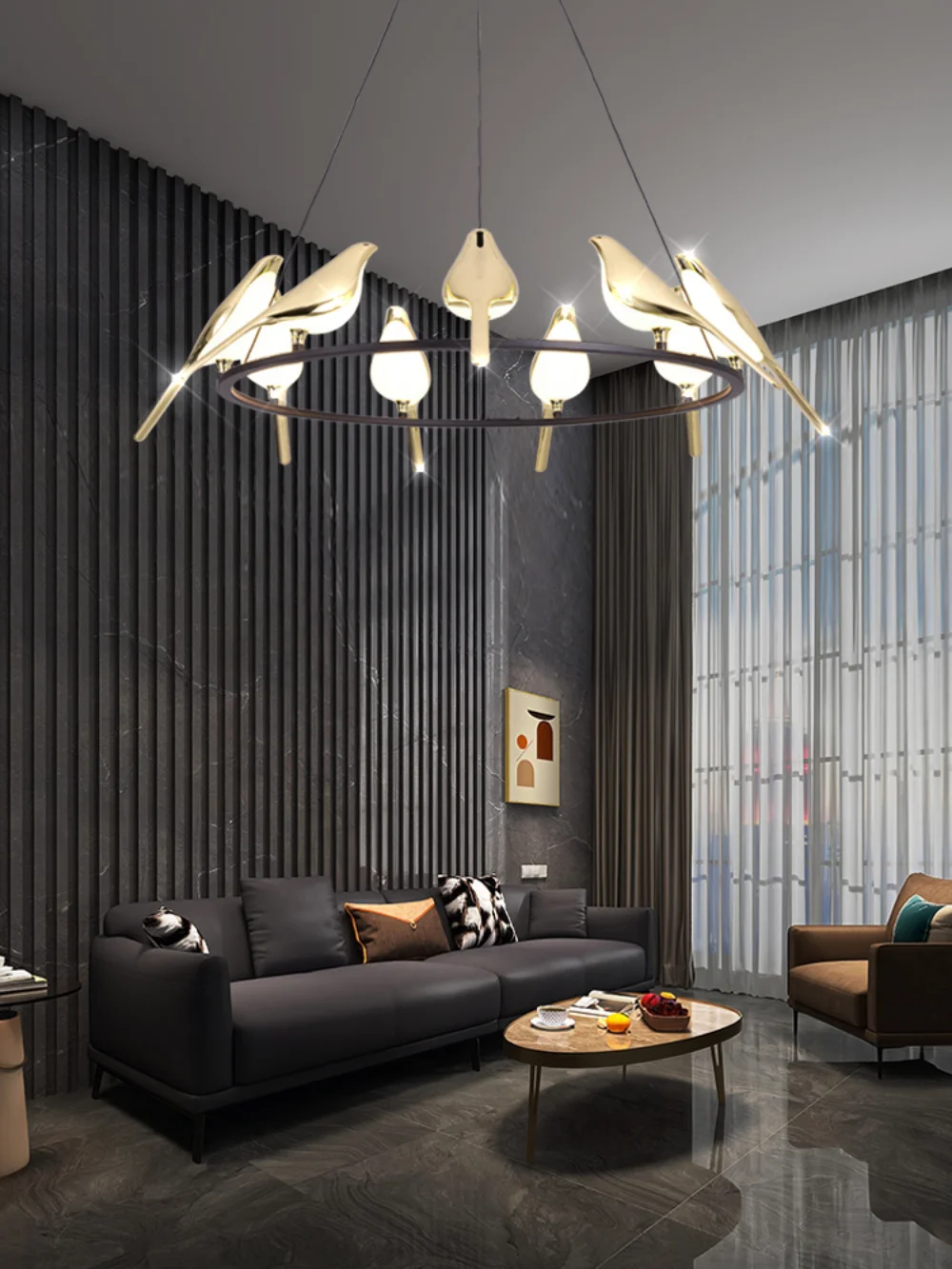 Obývacia izba jedáleň LED luster zlaté straka vták domáce dekorácie stmievateľné lampa Nordic lampa priamy predaj lampy Obrázok 0
