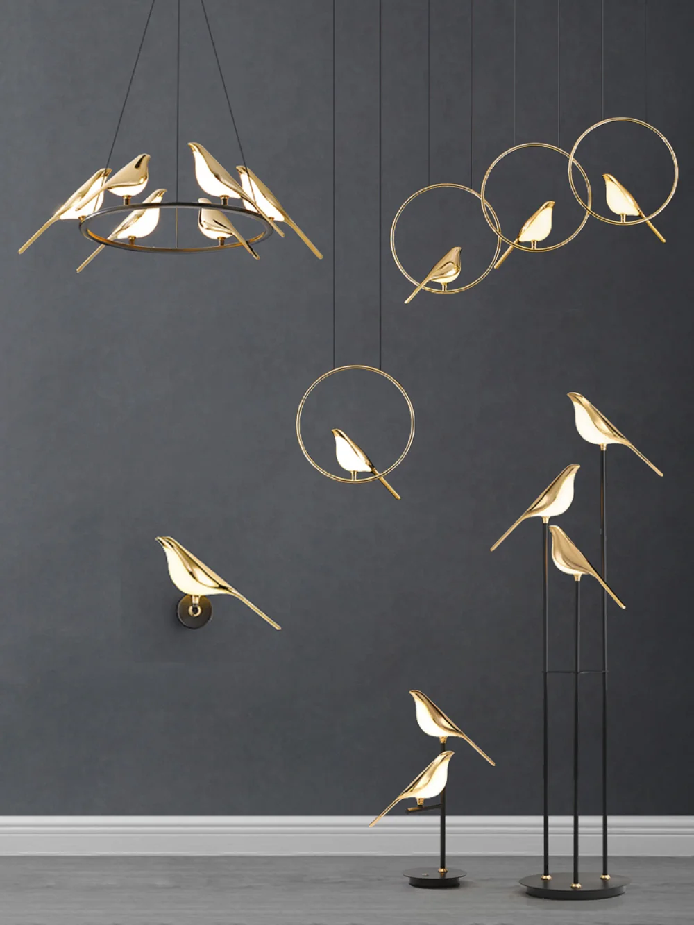 Obývacia izba jedáleň LED luster zlaté straka vták domáce dekorácie stmievateľné lampa Nordic lampa priamy predaj lampy Obrázok 4