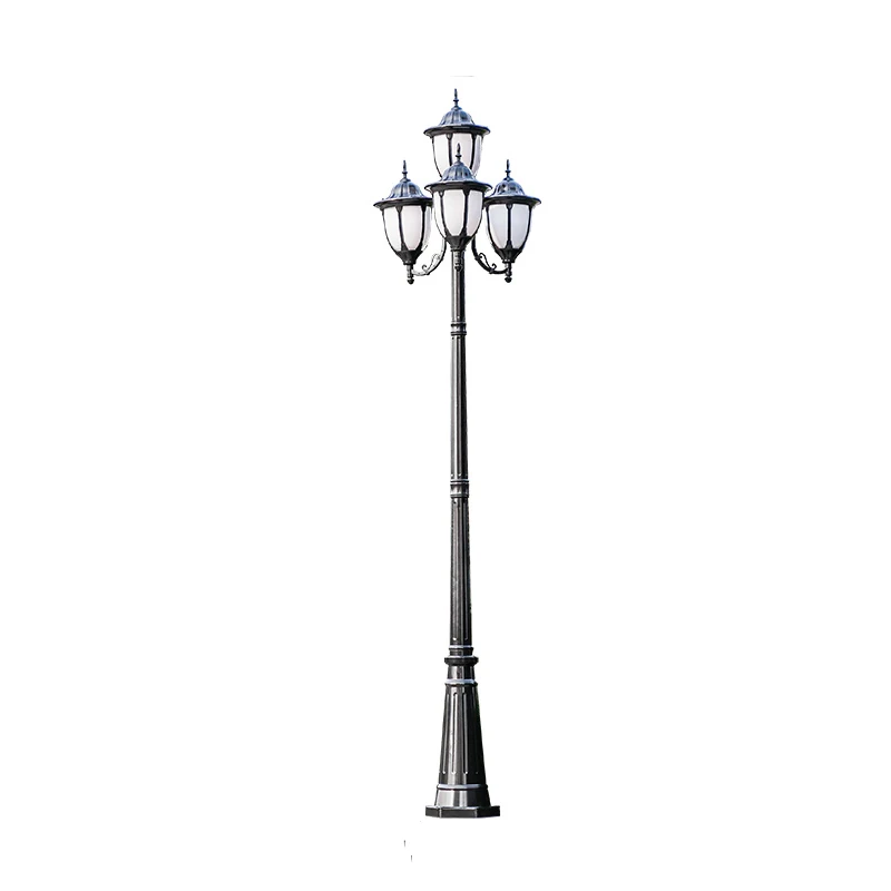 (H≈2,6 M)Európska Záhrada Lampa Izba Vonkajšie Pouličné Lampy Trávnik Lampa Vysokej Pól Lampa Štyri Hlavy Záhrada Krajiny Lampa Nepremokavé Obrázok 0