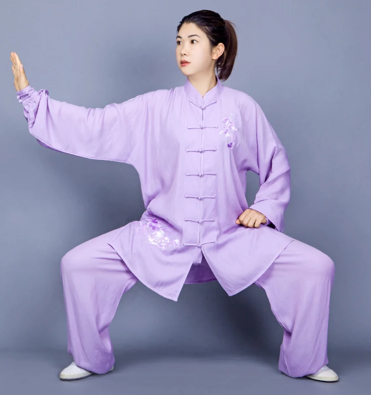 Tai Chi Uniformy Tradičnej Čínskej Vyšívané Bojových Umení Cvičenie Oblečenie S Dlhým Rukávom WingChun Vyhovovali Unisex KungFu Jednotné Obrázok 1