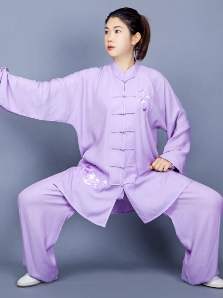 Tai Chi Uniformy Tradičnej Čínskej Vyšívané Bojových Umení Cvičenie Oblečenie S Dlhým Rukávom WingChun Vyhovovali Unisex KungFu Jednotné Obrázok 4