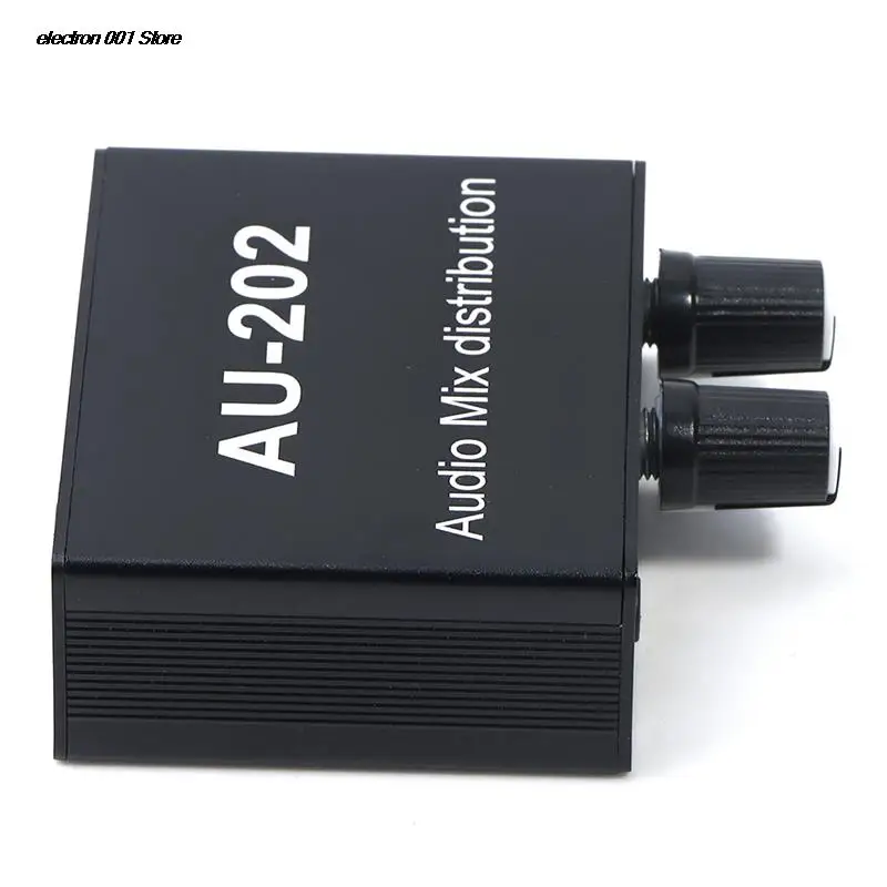 Stereo Audio Mixer Distribútor Pre Slúchadlá na Vonkajšie Power AMP Objem Nezávislé Ovládanie DC5-19V 2 Vstupy, 2 Výstupy AU 202 Obrázok 5