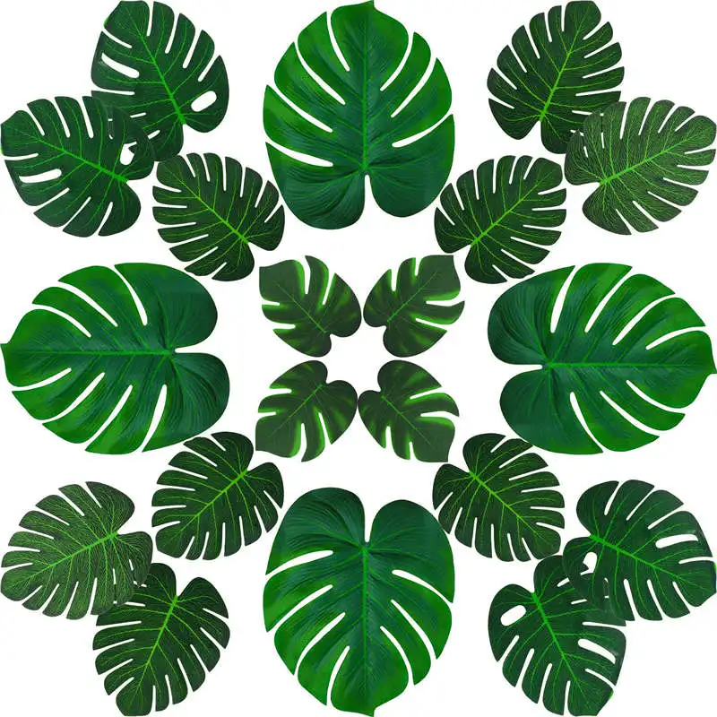 Umelé Palmových Listov Tropického Monstera Falošné Rastlín Veľké Zelené lístie Stolové Dekorácie pre Havajskej Párty Dodávky Obrázok 1