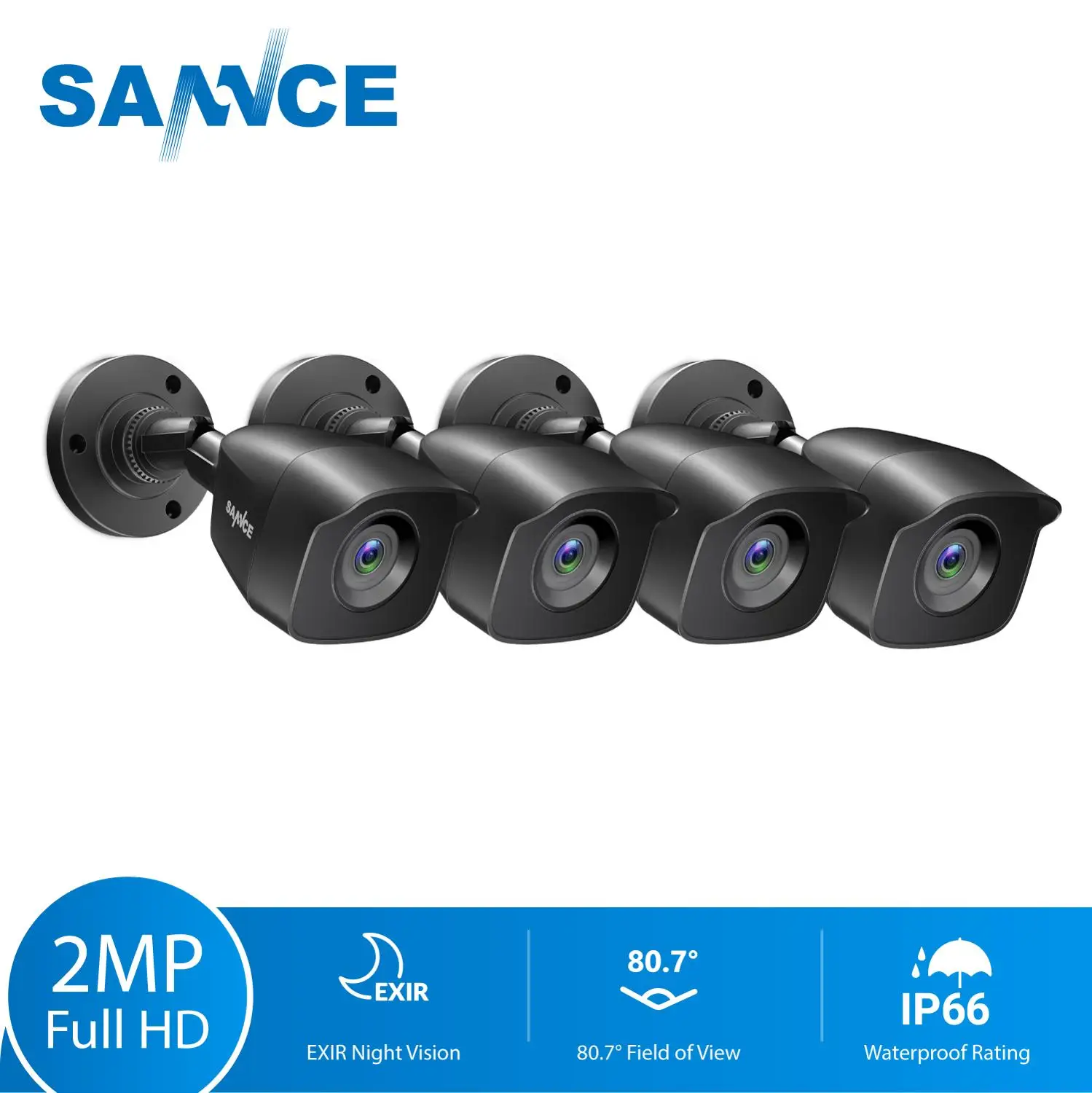 SANNCE 2MP 1080P HD Bezpečnostný monitorovací Systém Fotoaparátu IR-Cut Nočné Videnie Nahrávanie Zvuku Vodotesné púzdro Fotoaparát Kit Obrázok 0