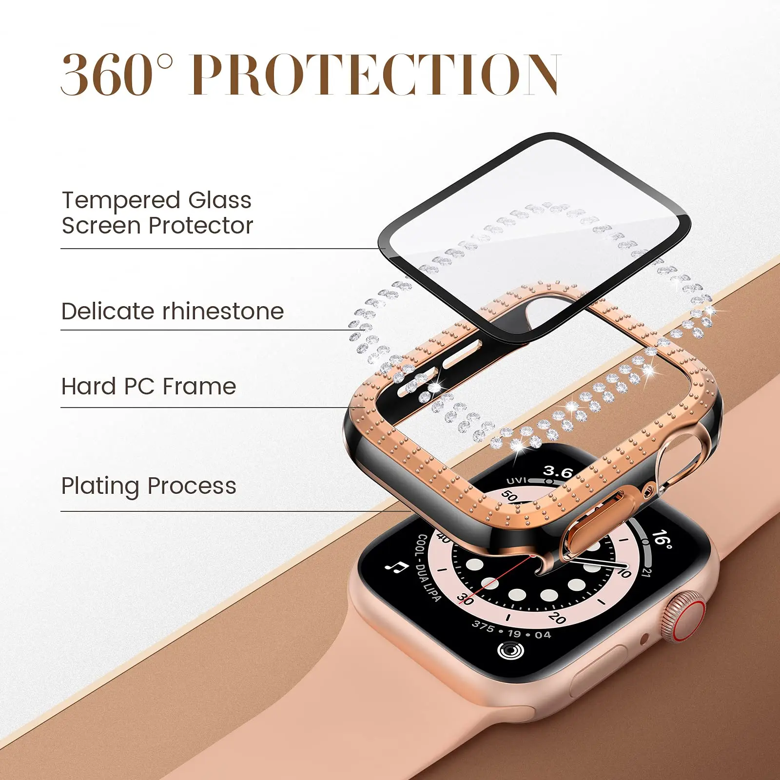 Sklo+Kryt Pre Apple Hodinky prípade 40 mm 44 mm 45 mm 41mm iWatch Príslušenstvo Diamond+Screen Protector Apple hodinky 8 SE 7 6 5 4 3 Pásma Obrázok 3