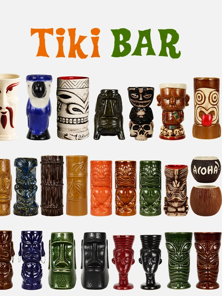 Tiki HRNČEK Havajské Koktailového pohára tvorivé Keramické šálky HALLOWEEN Obrázok 0