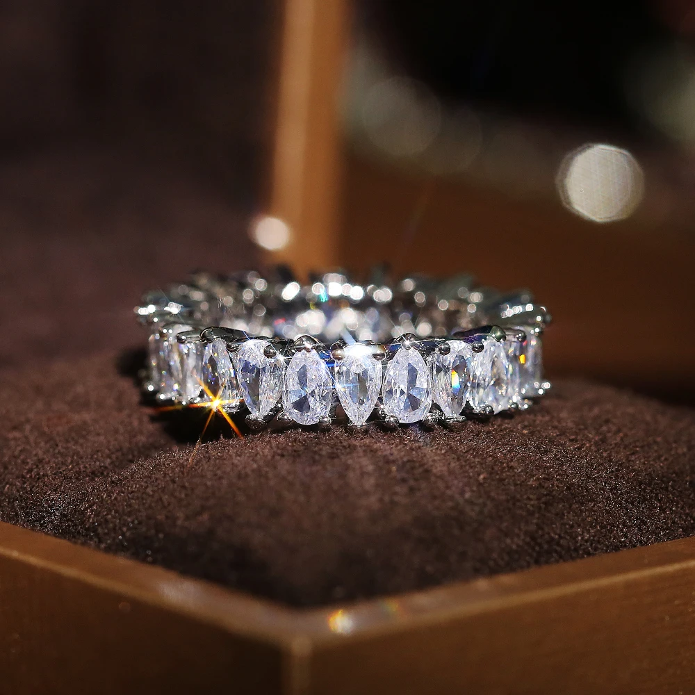 Huitan Nové Trendy Ženy Snubné Prstene Brilantné Kvapka Vody Cubic Zirconia Romantický Promise Ring Štýlový Milujú Šperky Najvyššej Kvality Obrázok 1