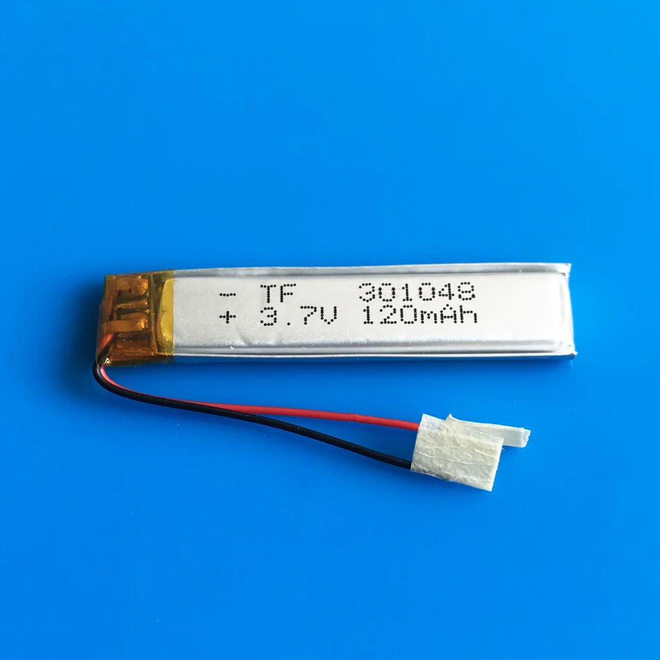301048 3,7 V 120mAh Polymer lithium Lipo ion batéria nabíjateľná prispôsobené veľkoobchod CE, FCC, ROHS MSDS pre MP3 bluetooth headset Obrázok 3