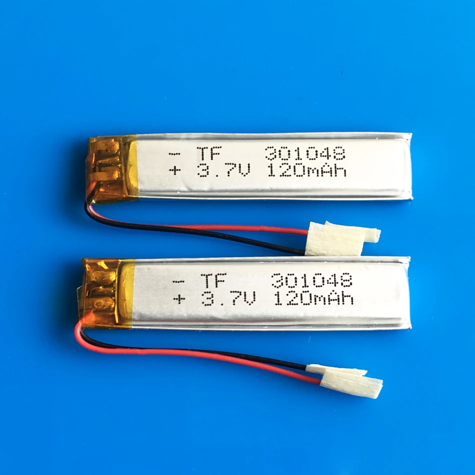 301048 3,7 V 120mAh Polymer lithium Lipo ion batéria nabíjateľná prispôsobené veľkoobchod CE, FCC, ROHS MSDS pre MP3 bluetooth headset Obrázok 4