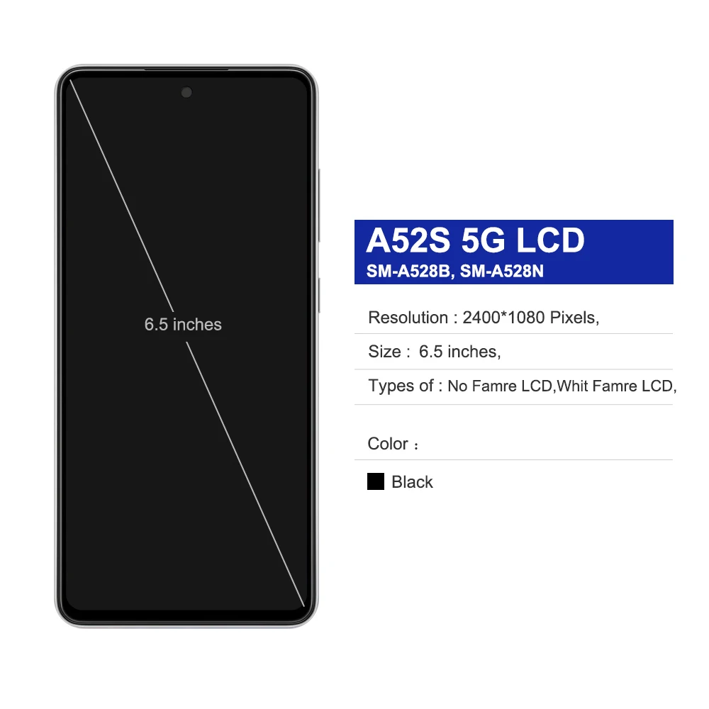 A52S LCD 100% Test Pre Samsung Galaxy A52s 5G SM-A528B A528N LCD Displej Dotykový Displej Digitalizátorom. Opravy Dielov S montážou Rámu Obrázok 1