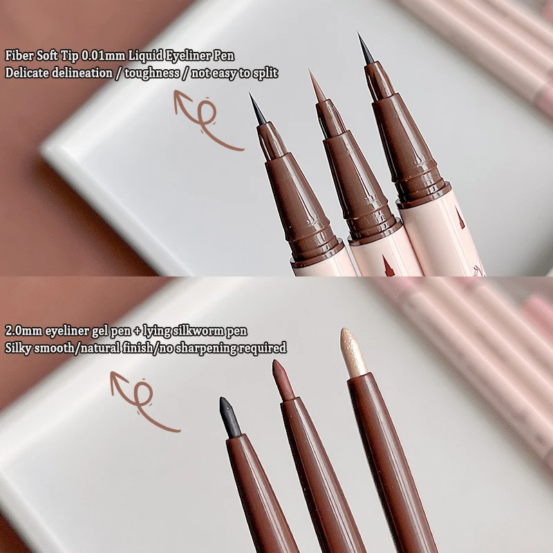 2 V 1 Brown Gél Kontúrovacia Ceruzka Ultra-slim Liquid Eye Liner Tieň Pero Hladký Vysoko Pigment Priadky Gélové Pero Dlhotrvajúci make-up Oči Obrázok 5