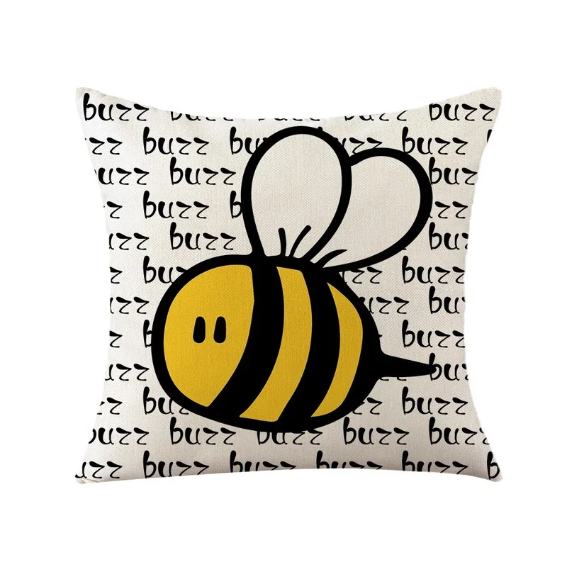 Slnečnica Včely List Vytlačený Vankúš Statku Domov Dekoratívny Vankúš Cartoon Kvety Bielizeň obliečka na Vankúš pre Letné Obrázok 4