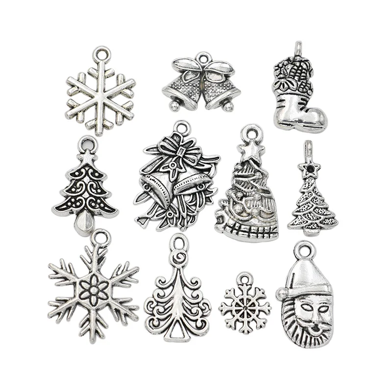Vianočné Čaro Starožitné Strieborné Pozlátené Snowflake Charms Prívesky nosenie Náramku Šperky, Takže Príslušenstvo 10pcs Obrázok 1