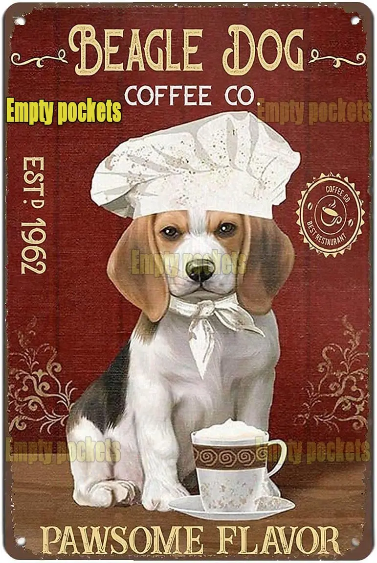 Vtipné Beagle Piť Kávu Kovov Cín Znamenie,Beagle Psa, Kávu, Co Kovov Cín Retro Prihlásiť Doska Retro Umenia pre Domáce Pet Shop Cafe Dekor Obrázok 1