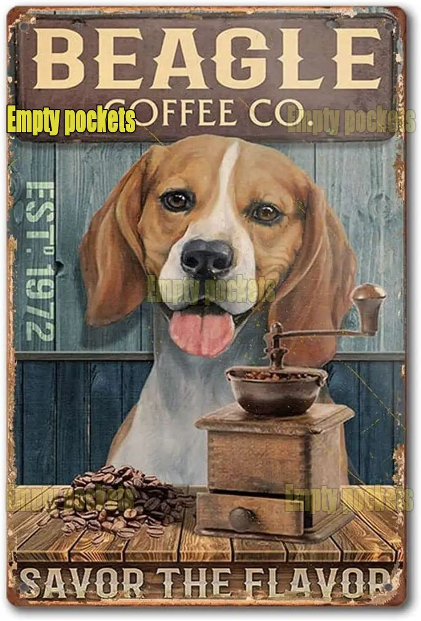 Vtipné Beagle Piť Kávu Kovov Cín Znamenie,Beagle Psa, Kávu, Co Kovov Cín Retro Prihlásiť Doska Retro Umenia pre Domáce Pet Shop Cafe Dekor Obrázok 2