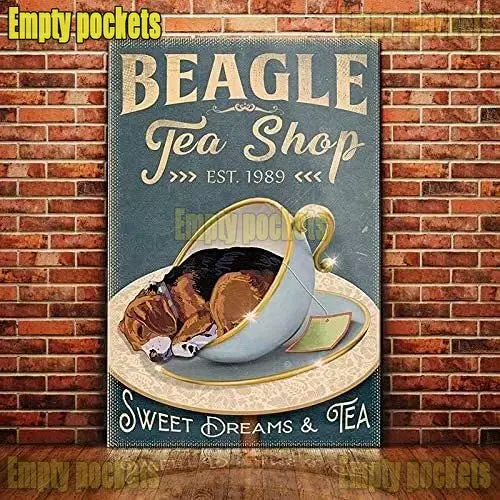 Vtipné Beagle Piť Kávu Kovov Cín Znamenie,Beagle Psa, Kávu, Co Kovov Cín Retro Prihlásiť Doska Retro Umenia pre Domáce Pet Shop Cafe Dekor Obrázok 3
