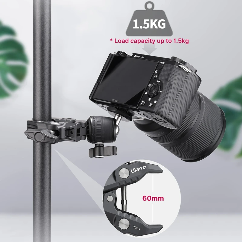 VIJIM Ulanzi R099 Super Svorka S 360° Mini Loptu Hlavou Magic Arm Klip 1/4 dierou pre DSLR Kamery GoPro Monitor LED Svetlo Mic Obrázok 1