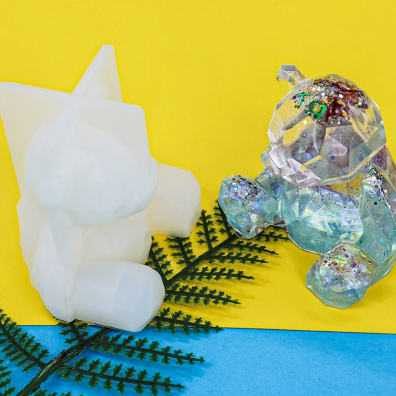 3D Geometria Malého Medveďa Tvar Epoxidové Lepidlo, Silikónový Crystal Formy Tabuľka Mäkké Keramické Omietky Ornament Diy Remesiel Dekorácie Obrázok 3