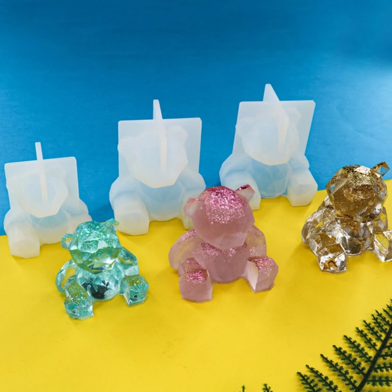3D Geometria Malého Medveďa Tvar Epoxidové Lepidlo, Silikónový Crystal Formy Tabuľka Mäkké Keramické Omietky Ornament Diy Remesiel Dekorácie Obrázok 4