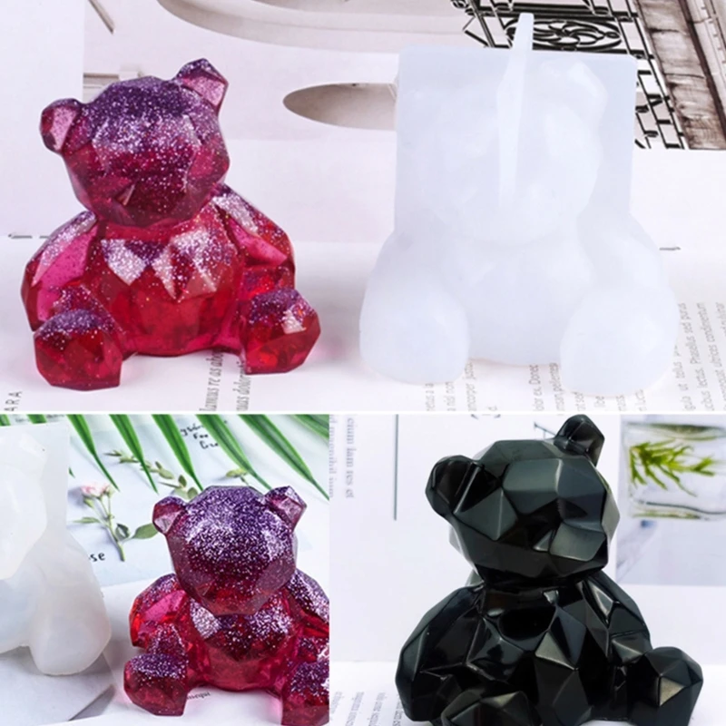 3D Geometria Malého Medveďa Tvar Epoxidové Lepidlo, Silikónový Crystal Formy Tabuľka Mäkké Keramické Omietky Ornament Diy Remesiel Dekorácie Obrázok 5