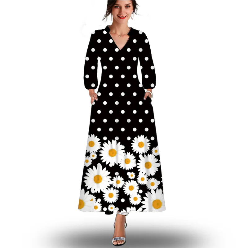 Jeseň Nové Žien Motýľ Tlače Dlhým rukávom Maxi Šaty Módne 3D Vytlačené tvaru Dlhé Šaty Vestidos De Verano Mujer 2022 Obrázok 0