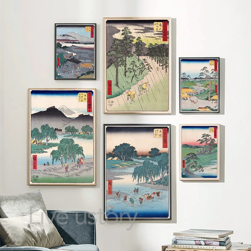 Japonské Tradičné Krajiny Plagát Plátno Art Print , Japonský Štýl Plátno Na Maľovanie Na Stenu Obrázok Domov Stenu Decor Obrázok 2