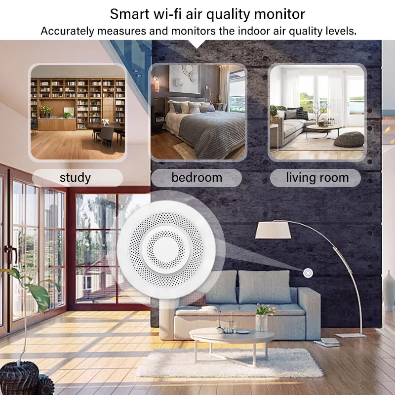 Tuya WiFi Smart CO2 Detektor Zigbee Vzduchu Monitorovanie Kvality vnútorného Ovzdušia Meter Tester Aplikácií Budík Formaldehyd VOC Teplota Obrázok 5