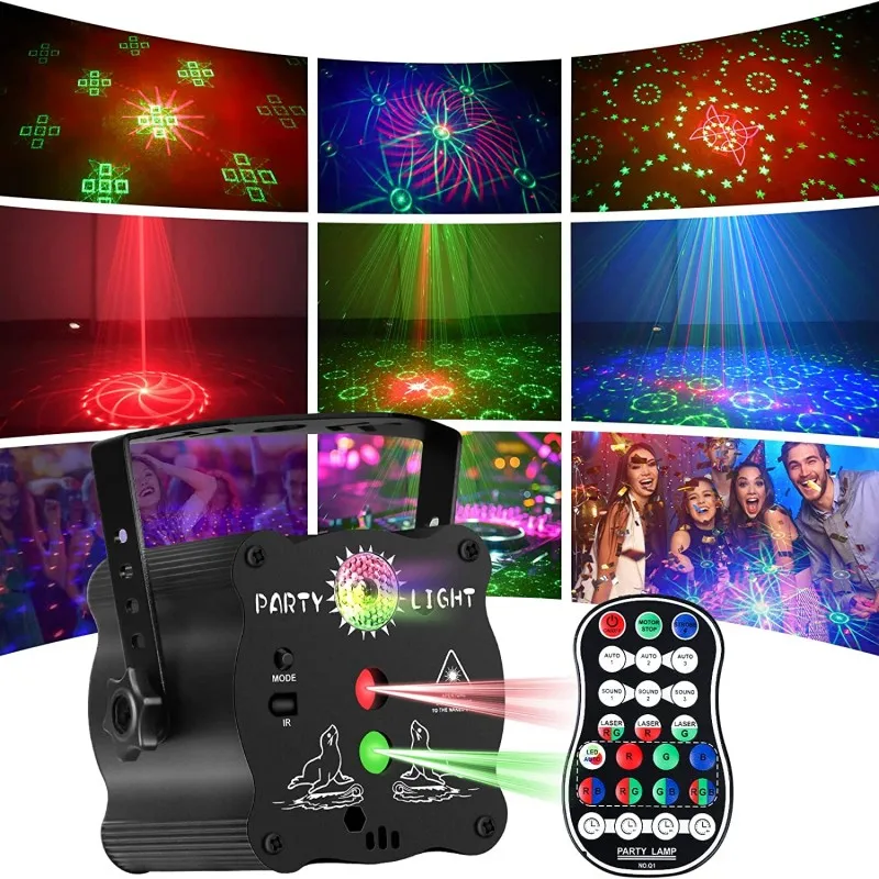 Mini RGB LED Stroboskop DJ, Disco Party Osvetlenie, ovládanie Hlasom Laserové Projekčné Etapy, Osvetlenie, Hudobné Vybavenie pre Domáce Vianočné Čítanie Obrázok 1