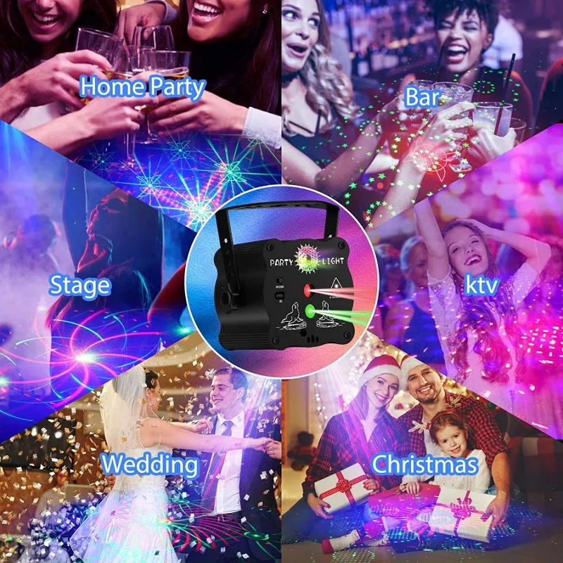 Mini RGB LED Stroboskop DJ, Disco Party Osvetlenie, ovládanie Hlasom Laserové Projekčné Etapy, Osvetlenie, Hudobné Vybavenie pre Domáce Vianočné Čítanie Obrázok 2