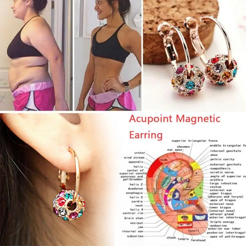 3 Páry Magnetické Chudnutie Náušnice Chudnutie Patch Schudnúť Magnetické Zdravie Šperky Magnety Lazy Vložiť Slim Detox Patch Obrázok 3