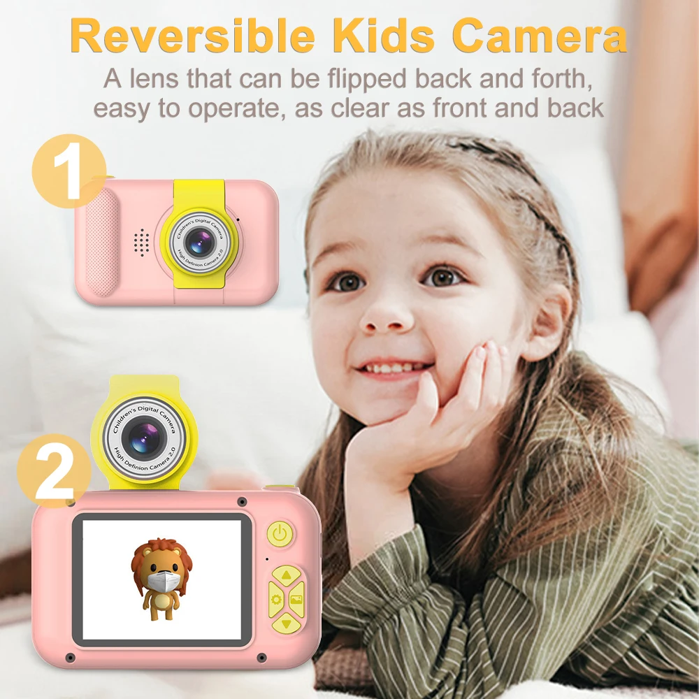 Digitálny detský Fotoaparát s Flip Objektív 1080P 2,4-Palcový HD Displej, Video Rekordér Videokamera Hračky Pre Dieťa Narodeniny ChristmasGift Obrázok 1