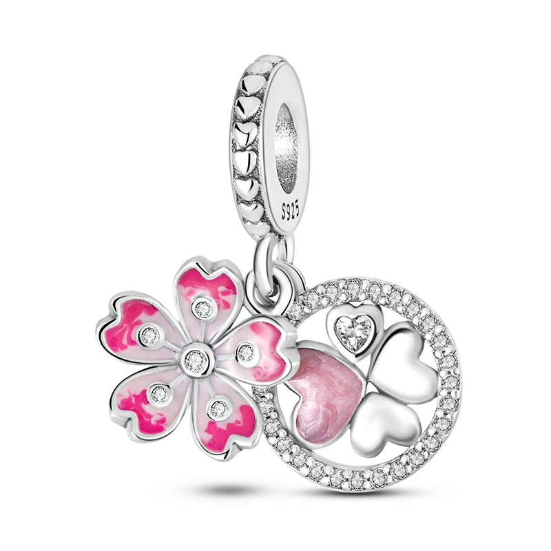 QWC Nové Ružové série Srdce Prívesok Korálky Fit Pôvodné Pandora 925 Sterling Silver Kúzlo Náramok pre Ženy, Jemné Šperky, Takže Obrázok 3