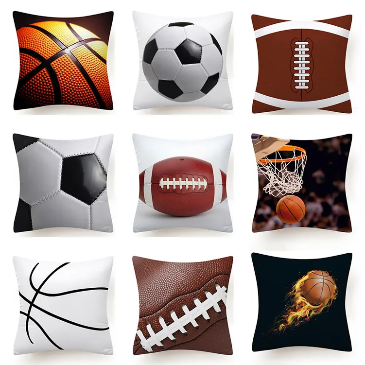 Športový štýl cartoon lopty basketbal, rugby obliečka na vankúš vankúš auto gauč domáce dekorácie môžu byť prispôsobené Obrázok 0