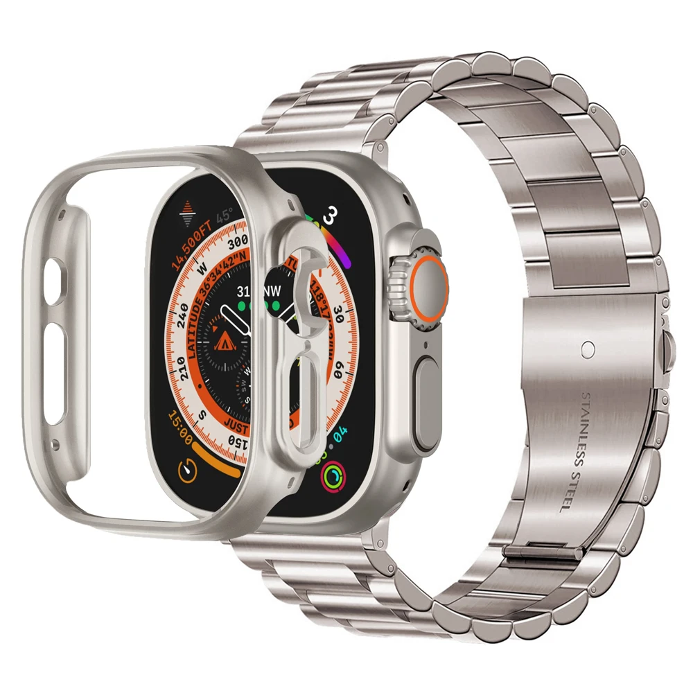 Pre apple hodinky ultra 49 mm band + prípade, PC kryt pre apple hodinky iwatch 8 7 45mm 41mm prípade + náramok z Nerezovej Ocele Príslušenstvo Obrázok 1