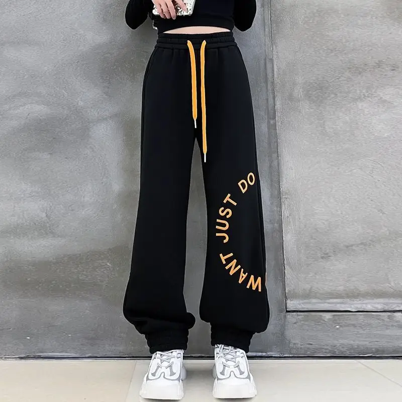 Móda Voľné Ženy Streetwear Rovné Nohavice Letné Harajuku Vysoký Pás Hip Hop Tepláky Kórejský List Elastické Nohavice Nové Obrázok 2