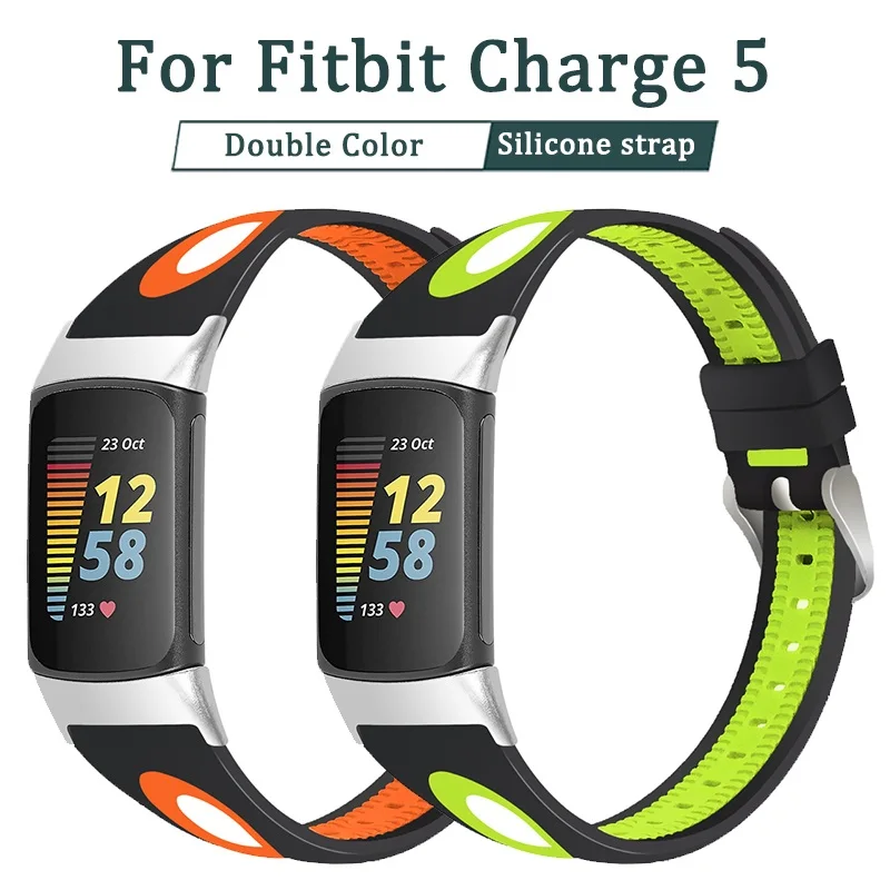 Correa Pre Fitbit poplatok 5 športový náramok smart watchband popruh poplatok 5 dve farebné silikónové Priedušná hodinky remienok Náhradné Obrázok 0