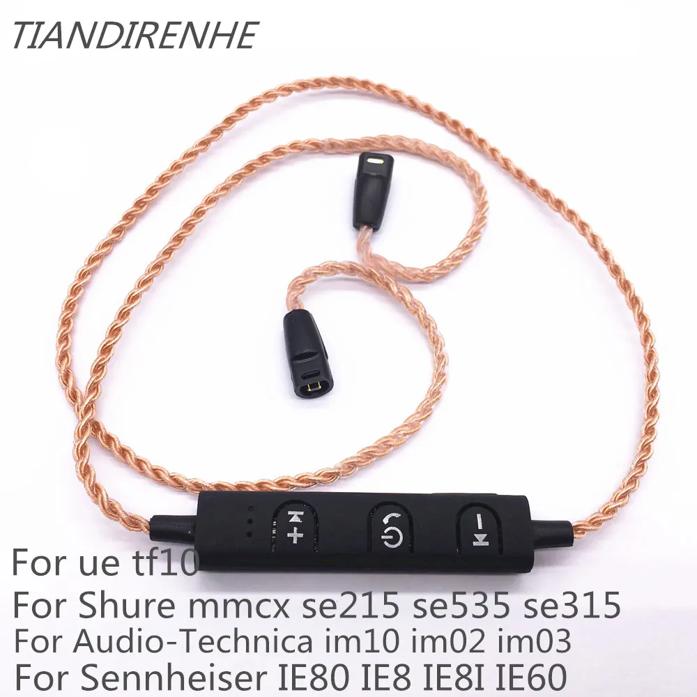 MMCX Bluetooth Headset Adater pre Shure SE215 SE535 SE846 UE900 tf10 TF15 Sennheise ie80 ie8 28 Core Čistej Medi Pletená Drôt Obrázok 3