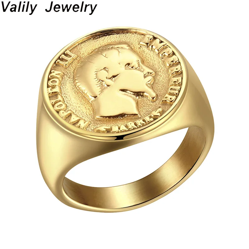 Valily Napoleon III Mince, Prstene pre Ženy, Mužov 316L Nerezovej Ocele francúzske Mince, Prstene, Zlaté Strieborná Farba Punk Štýl Muž Šperky Obrázok 0