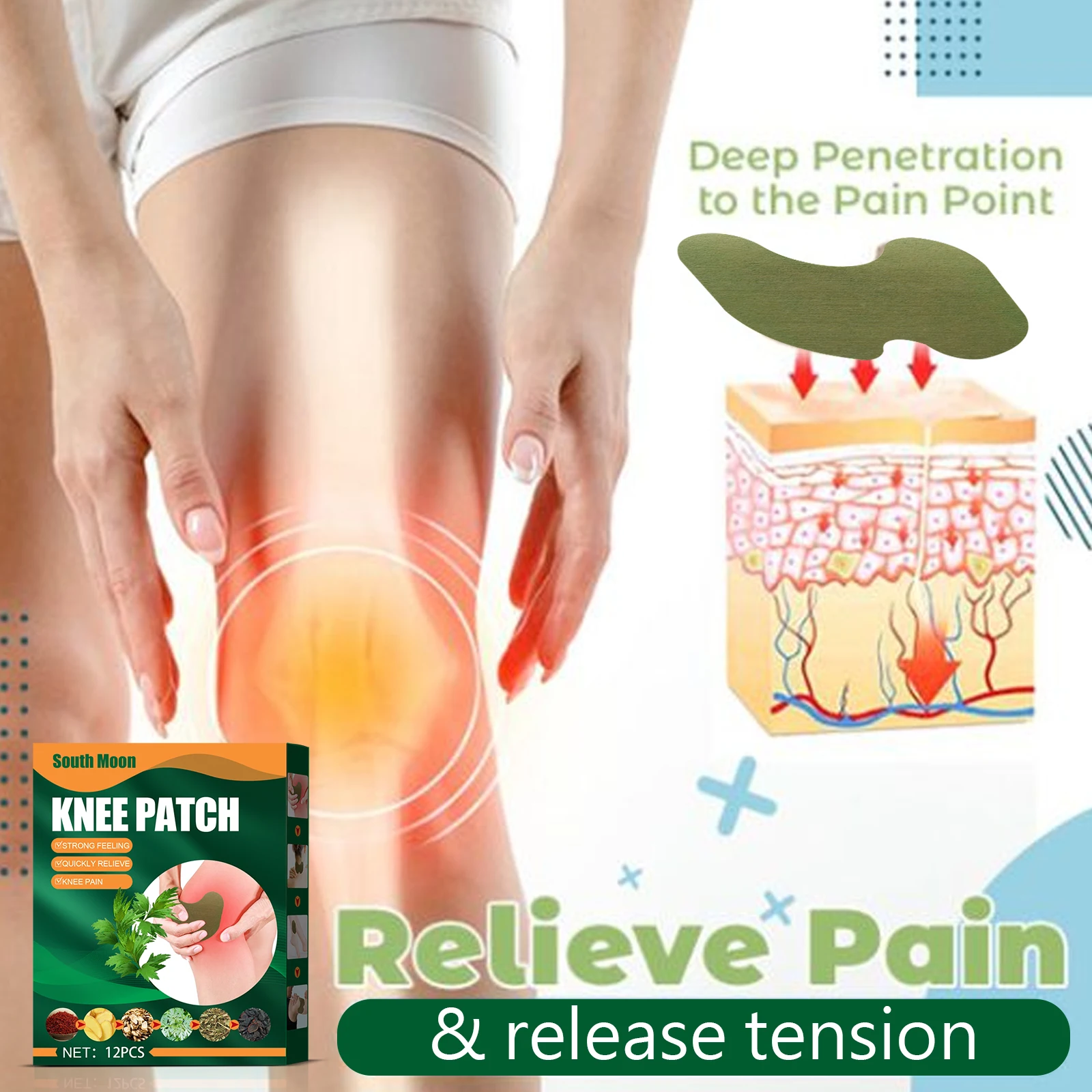Prírodné bylinné Koleno patch Reumatickej Bolesti omietky Bolesti kĺbov Čínsky Palina Extrakt Nálepky Bolesť Artritída Úľavu Patch Obrázok 1