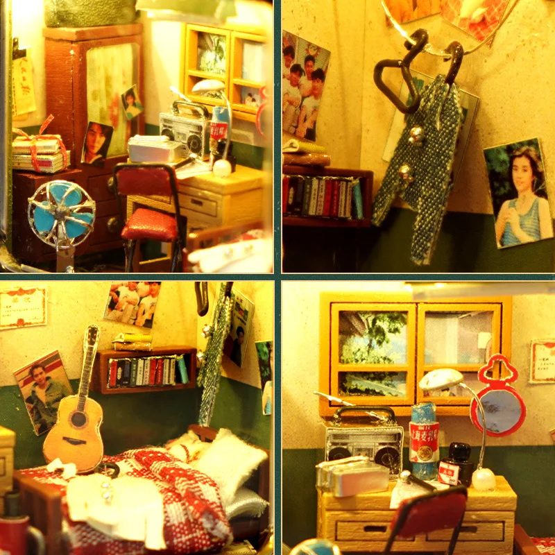 Box DIY Divadlo Drevené Retro Doll House Kit Miniatúrny S Nábytkom Casa Rádio Roombox Villa domček pre bábiky Hračky Pre Dospelých Dary Obrázok 2
