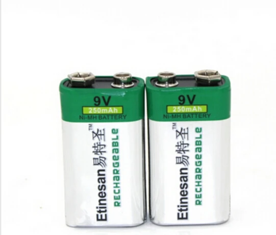 2 ks Etinesan REÁLNE možnosti 250mah 9v nimh Nabíjateľné 9 Voltovú Batériu pre ktv mikrofón , Multimeter ect.Hračky Baterka Obrázok 0