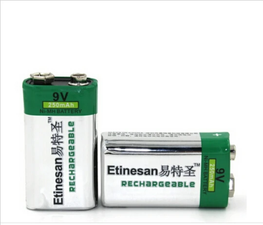 2 ks Etinesan REÁLNE možnosti 250mah 9v nimh Nabíjateľné 9 Voltovú Batériu pre ktv mikrofón , Multimeter ect.Hračky Baterka Obrázok 3