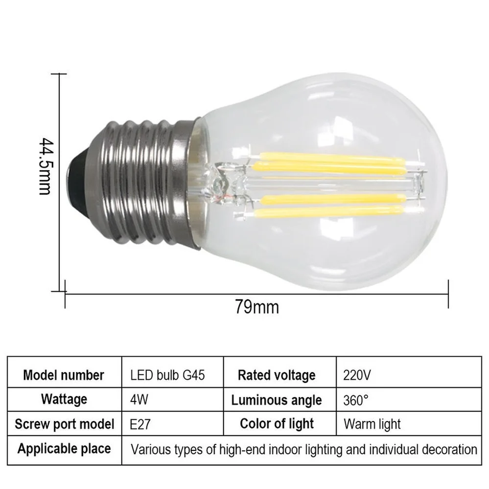 LED Sviečka Žiarovka G45 Klasická Žiarovka E14 E27 220v Svete 2W 4W 6W 8W sklene žiarovka retro sviečka, lampa Vysokou priepustnosťou svetla Obrázok 2