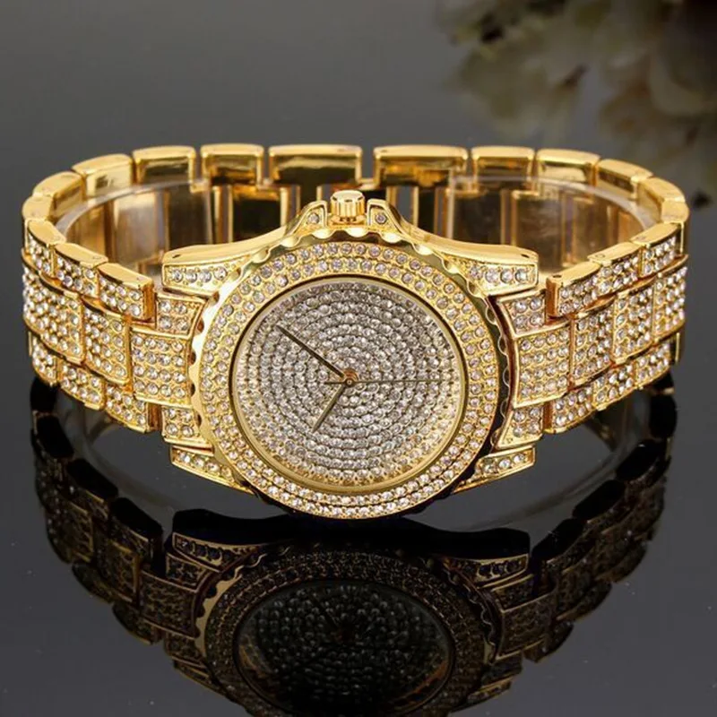 2022 Značky Luxusné Žena Sledujte Ocele Diamond Nastaviť Ms Ruky Hodiny Hviezd Plný Kryštály Rose Gold Quartz dámske Náramkové hodinky Obrázok 2